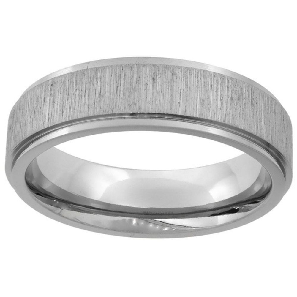 6mm Titanium flat brushed center Wedding Band Ring Brushed